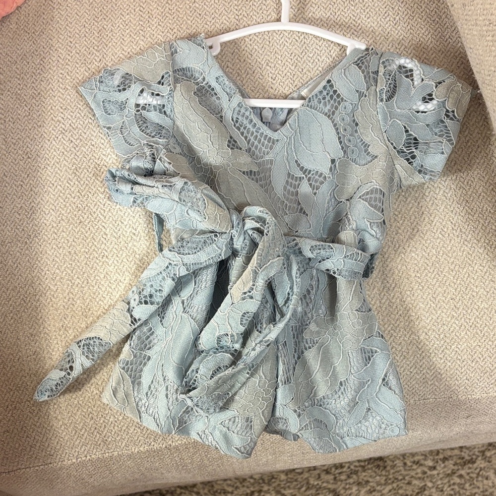 Elegant Lace Kids One Piece - Light Blue